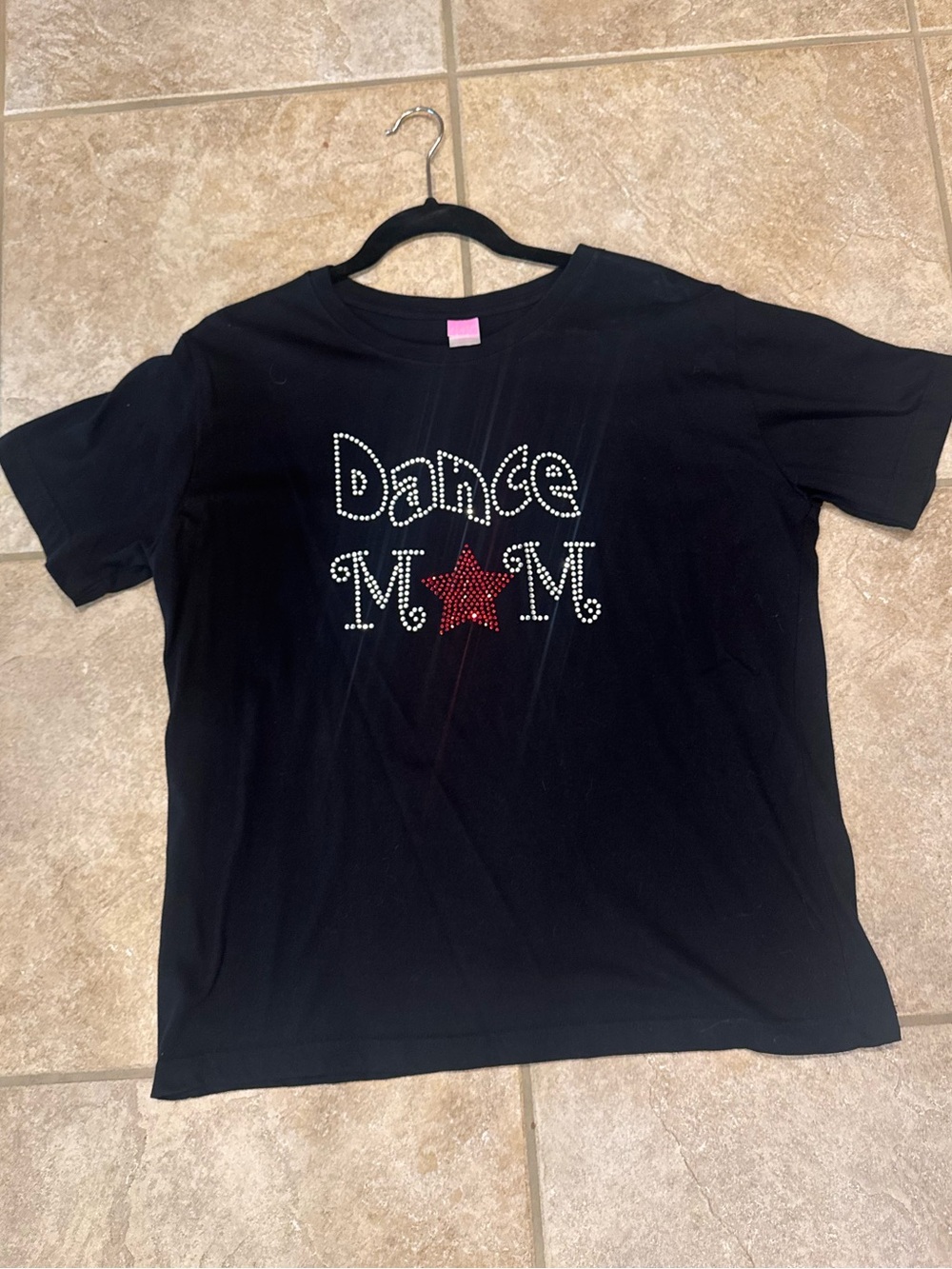 Black 'Dance Mom' Short Sleeve Tee with Red Star Accent